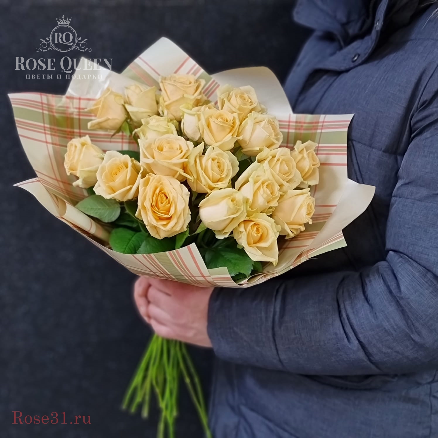 25 персиковых роз — изображение 3