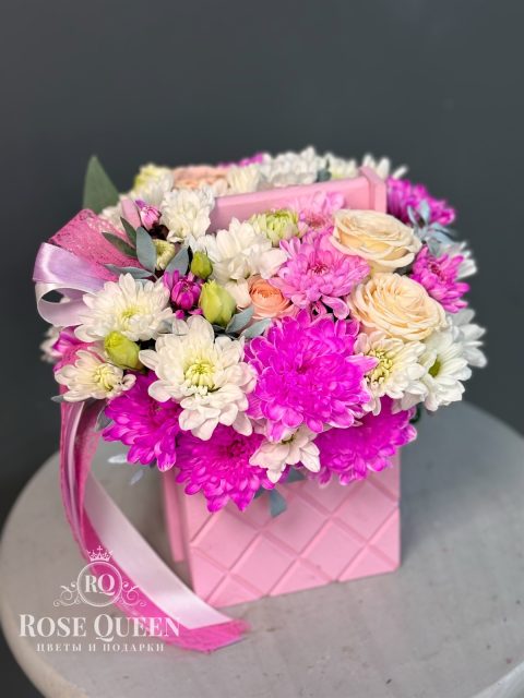 Композиция в ящике «Фуксия»